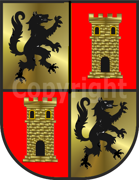 Escudo heraldico de un apellido registrado.